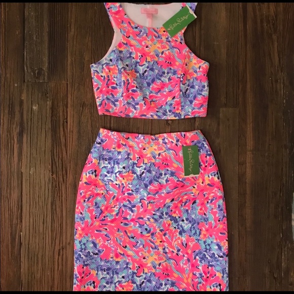 Lily Pulitzer Mallika Two Piece Crop Top Skirt Set - Picture 6 of 7